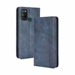 For OPPO Realme C17/ Realme 7i Magnetic Buckle Retro Crazy Horse Texture Horizontal Flip Leather Case with Holder & Card Slots & Photo Frame(Blue)