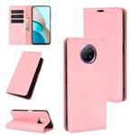 For Xiaomi Redmi Note 9 5G China Version Retro-skin Business Magnetic Suction Leather Case with Holder & Card Slots & Wallet(Pink)