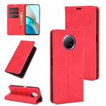 For Xiaomi Redmi Note 9 5G China Version Retro-skin Business Magnetic Suction Leather Case with Holder & Card Slots & Wallet(Red)