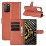 For Xiaomi Poco M3 Litchi Texture Horizontal Flip Protective Case with Holder & Card Slots & Wallet(Brown)