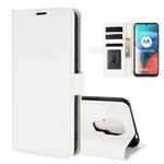 For Motorola Moto E7 R64 Texture Single Horizontal Flip Protective Case with Holder & Card Slots & Wallet& Photo Frame(White)