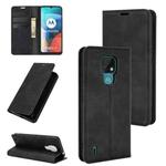 For Motorola Moto E7 Retro-skin Business Magnetic Suction Leather Case with Holder & Card Slots & Wallet(Black)