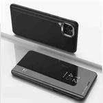 For Samsung Galaxy A12 Plated Mirror Horizontal Flip Leather Case with Holder(Black)
