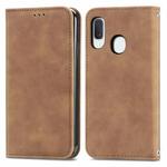 For Samsung Galaxy A20e Retro Skin Feel Business Magnetic Horizontal Flip Leather Case with Holder & Card Slots & Wallet & Photo Frame(Brown)