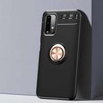 For Xiaomi Poco M3/Redmi Note9 4G Metal Ring Holder 360 Degree Rotating TPU Case(Black+Rose Gold)