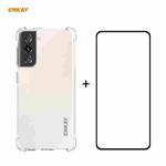 For Samsung Galaxy S21 5G Hat-Prince ENKAY Clear TPU Shockproof Case Soft Anti-slip Cover + 0.26mm 9H 2.5D Full Glue Full Coverage Tempered Glass Protector Film Support Fingerprint Unlock