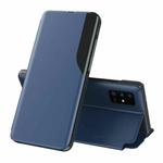 For Samsung Galaxy S21 Ultra 5G Side Display  Shockproof Horizontal Flip Leather Case with Holder(Blue)