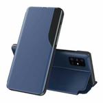 For Samsung Galaxy A02s (EU Version) Side Display  Shockproof Horizontal Flip Leather Case with Holder(Blue)