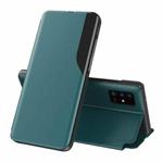 For Samsung Galaxy A02s (EU Version) Side Display  Shockproof Horizontal Flip Leather Case with Holder(Green)