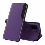 For Samsung Galaxy A02s (EU Version) Side Display  Shockproof Horizontal Flip Leather Case with Holder(Purple)