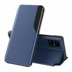 For Samsung Galaxy A72 5G / 4G Side Display  Shockproof Horizontal Flip Leather Case with Holder(Blue)