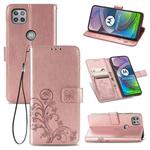 Four-leaf Clasp Embossed Buckle Mobile Phone Protection Leather Case with Lanyard & Card Slot & Wallet & Bracket Function For Motorola Moto G 5G(Rose Gold)