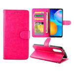 For Huawei P Smart(2021)/Y7a Crazy Horse Texture Leather Horizontal Flip Protective Case with Holder & Card Slots & Wallet & Photo Frame(Magenta)