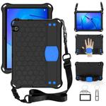 For Huawei MediaPad T3 10 Honeycomb Design EVA + PC Material Four Corner Anti Falling Flat Protective Shell With Strap(Black+Blue)