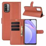 For Xiaomi Redmi Note 9 4G Litchi Texture Horizontal Flip Protective Case with Holder & Card Slots & Wallet(Brown)