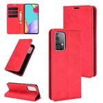 For Samsung Galaxy A52 5G / 4G Retro-skin Business Magnetic Suction Leather Case with Holder & Card Slots & Wallet(Red)