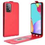 For Samsung Galaxy A52 5G  R64 Texture Single Vertical Flip Leather Protective Case with Card Slots & Photo Frame(Red)