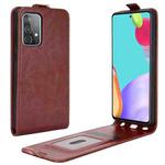 For Samsung Galaxy A52 5G / 4G  R64 Texture Single Vertical Flip Leather Protective Case with Card Slots & Photo Frame(Brown)