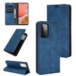 For Samsung Galaxy A72 5G / 4G Retro-skin Business Magnetic Suction Leather Case with Holder & Card Slots & Wallet(Dark Blue)