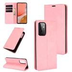 For Samsung Galaxy A72 5G / 4G Retro-skin Business Magnetic Suction Leather Case with Holder & Card Slots & Wallet(Pink)