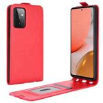 For Samsung Galaxy A72 5G / 4G R64 Texture Single Vertical Flip Leather Protective Case with Card Slots & Photo Frame(Red)