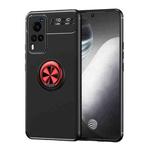 For vivo Y51 2020 Metal Ring Holder 360 Degree Rotating TPU Case(Black+Red)