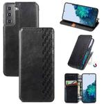 For Samsung Galaxy S21 5G Cubic Grid Pressed Horizontal Flip Magnetic PU Leather Case with Holder & Card Slots & Wallet(Black)