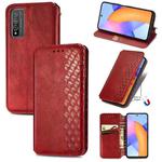 For Huawei Honor 10 X Lite Cubic Grid Pressed Horizontal Flip Magnetic PU Leather Case with Holder & Card Slots & Wallet(Red)