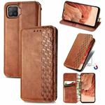 For OPPO F17 Cubic Grid Pressed Horizontal Flip Magnetic PU Leather Case with Holder & Card Slots & Wallet(Brown)