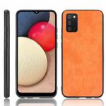 For Samsung Galaxy A02s European Version Shockproof Sewing Cow Pattern Skin PC + PU + TPU Case(Orange)