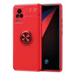 For vivo IQOO7 Metal Ring Holder 360 Degree Rotating TPU Case(Red+Red)