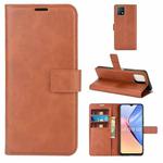 Retro Calf Pattern Buckle Card Wallet Left and Right Flip Phone Holster with Bracket Function For vivo iQOO U3 / Y52S(Light Brown)