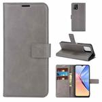 Retro Calf Pattern Buckle Card Wallet Left and Right Flip Phone Holster with Bracket Function For vivo iQOO U3 / Y52S(Gray)