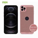 For iPhone 12 Pro Max MOFi Honeycomb Texture Breathable PC Shockproof Protective Back Cover Case(Rose Gold)