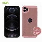 For iPhone 12 Pro MOFi Honeycomb Texture Breathable PC Shockproof Protective Back Cover Case(Rose Gold)