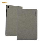 For Samsung Galaxy Tab A7 10.4 2020 T500 / T505 ENKAY Coarse Cloth Pattern PU Leather + TPU Smart Case with Holder & Sleep / Wake-up Function(Grey)