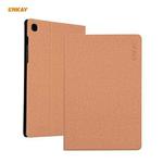 For Samsung Galaxy Tab A7 10.4 2020 T500 / T505 ENKAY Coarse Cloth Pattern PU Leather + TPU Smart Case with Holder & Sleep / Wake-up Function(Light Brown)