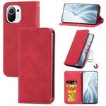 For Xiaomi Mi 11 Retro Skin Feel Business Magnetic Horizontal Flip Leather Case With Holder & Card Slots & Wallet & Photo Frame(Red)