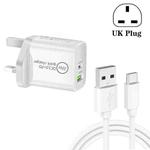SDC-20WA+C 20W PD 3.0 + QC 3.0 USB Dual Fast Charging Universal Travel Charger with USB to Type-C / USB-C Fast Charging Data Cable, UK Plug