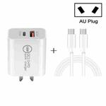 SDC-18W 18W PD 3.0 + QC 3.0 USB Dual Fast Charging Universal Travel Charger with Type-C / USB-C to Type-C / USB-C Fast Charging Data Cable, AU Plug