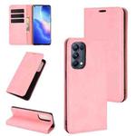 For OPPO Reno5 Pro 5G Retro-skin Business Magnetic Suction Leather Case with Holder & Card Slots & Wallet(Pink)