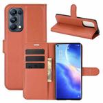 For OPPO Reno5 Pro 5G Litchi Texture Horizontal Flip Protective Case with Holder & Card Slots & Wallet(Brown)