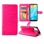 For OPPO A15 Crazy Horse Texture Leather Horizontal Flip Protective Case with Holder & Card Slots & Wallet & Photo Frame(Rose Red)