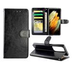 For Samsung Galaxy S21 Ultra 5G Crazy Horse Texture Leather Horizontal Flip Protective Case with Holder & Card Slots & Wallet & Photo Frame(Black)