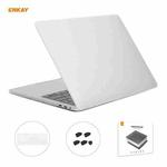 ENKAY 3 in 1 Matte Laptop Protective Case + US Version TPU Keyboard Film + Anti-dust Plugs Set for MacBook Pro 13.3 inch A1706 / A1989 / A2159 (with Touch Bar)(White)