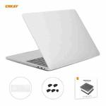 ENKAY 3 in 1 Matte Laptop Protective Case + EU Version TPU Keyboard Film + Anti-dust Plugs Set for MacBook Pro 13.3 inch A1706 / A1989 / A2159 (with Touch Bar)(White)