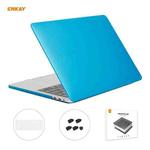 ENKAY 3 in 1 Matte Laptop Protective Case + EU Version TPU Keyboard Film + Anti-dust Plugs Set for MacBook Pro 13.3 inch A1708 (without Touch Bar)(Light Blue)