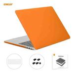 ENKAY 3 in 1 Matte Laptop Protective Case + EU Version TPU Keyboard Film + Anti-dust Plugs Set for MacBook Pro 13.3 inch A1708 (without Touch Bar)(Orange)