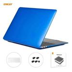 For MacBook Air 13.3 inch A1932 2018 ENKAY 3 in 1 Crystal Laptop Protective Case and EU Version TPU Keyboard Film and Anti-dust Plugs Set(Dark Blue)