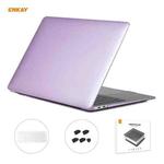 For MacBook Air 13.3 inch A1932 2018 ENKAY 3 in 1 Crystal Laptop Protective Case and EU Version TPU Keyboard Film and Anti-dust Plugs Set(Purple)